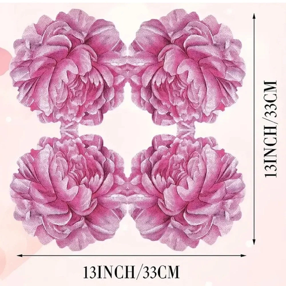 Peony Floral Shaped Decoupage or Party Wedding  Luncheon Size Napkins, 16 pcs